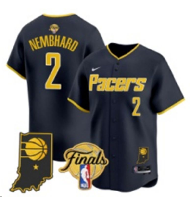 Men 2025 Indiana Pacers #2 Nembhard Blue Nike Joint Name NBA Jersey style 3->->NBA Jersey